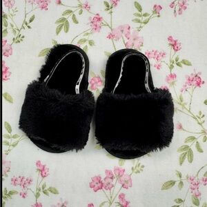 New Size 3 Baby/Toddler Fuzzy Sling Back Open Toe Slippers